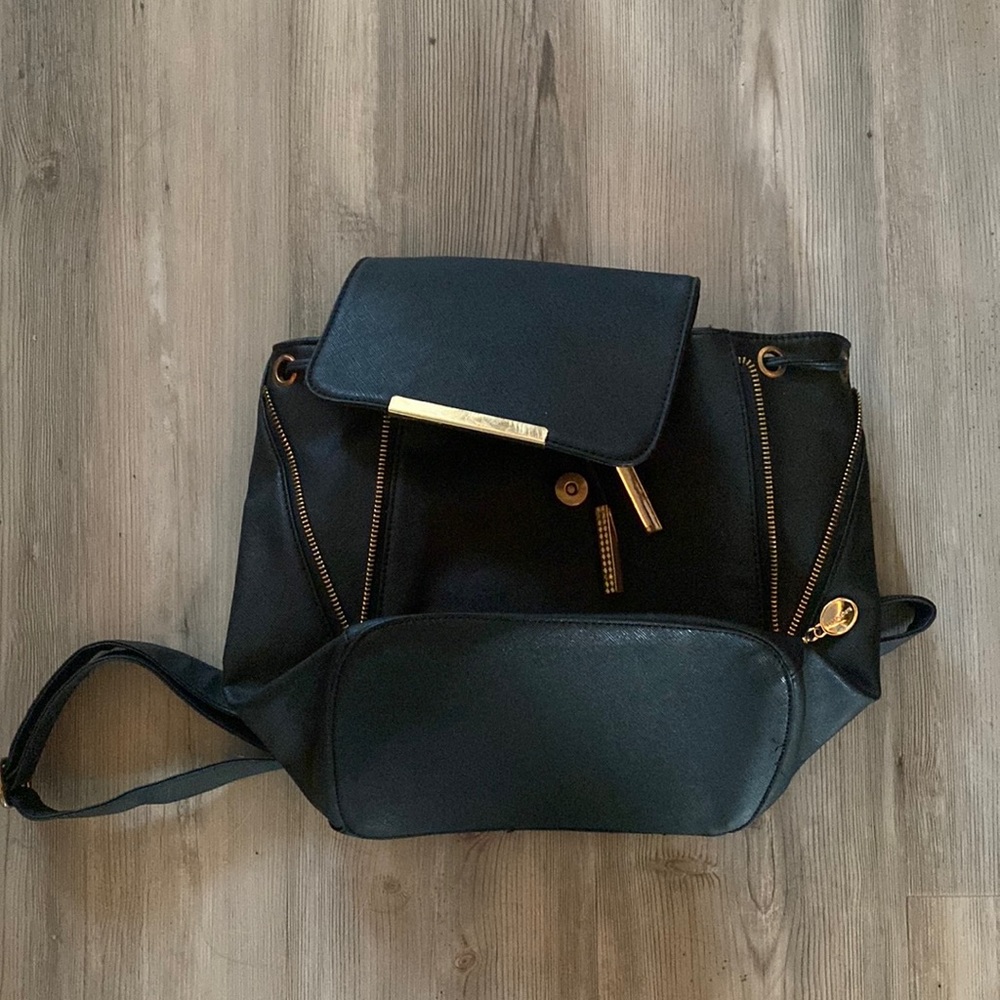 BRAND NEW Black Leather Purse Back Pack